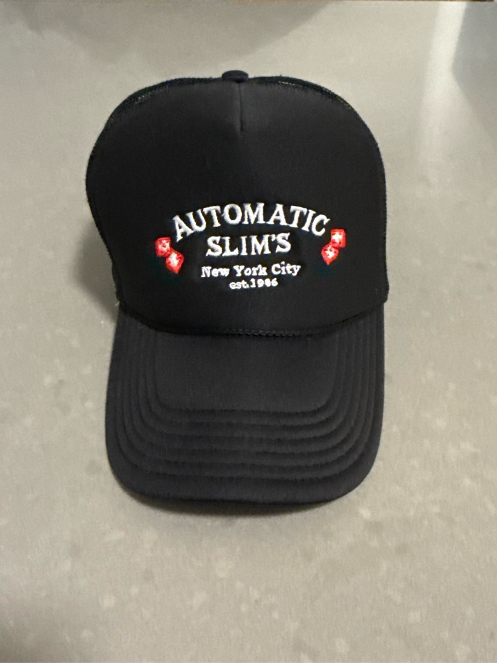 OTTO Black Trucker Cap with Red Embroidered Accents